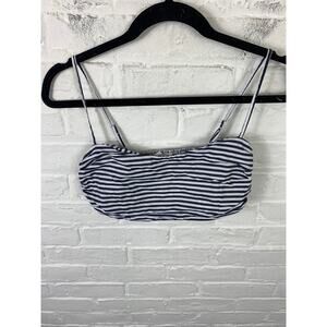 Bobbles & Lace Women's Olivaceous Striped Crop Top Black/White Size Medium